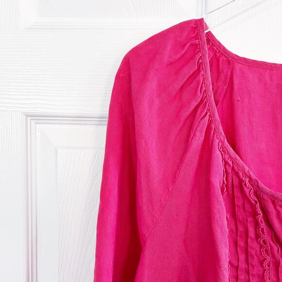 Soft Surroundings Pink Linen Button Up Top - Picture 2 of 6